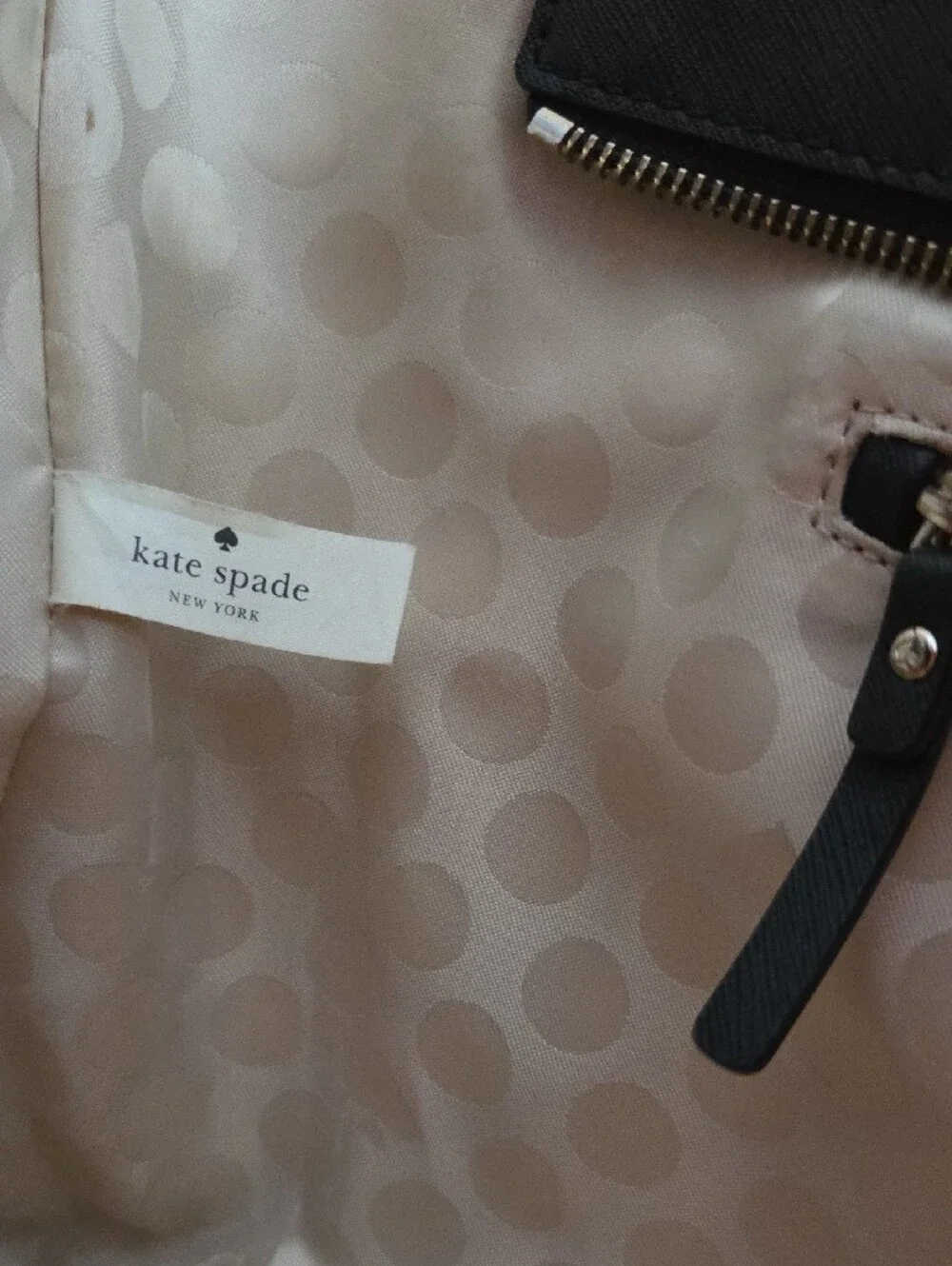 kate spade Black and Cream Center-Stripe Leather Tote
